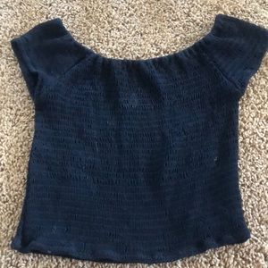 Brandy Melville smocked black short sleeve shirt